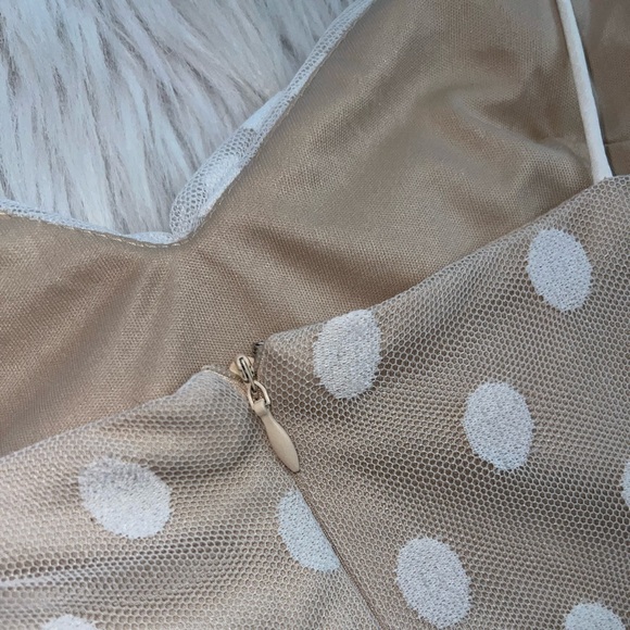 Selfie Leslie Bambi Ruched Mini Dress Polka Dot White Size Large - Picture 7 of 7